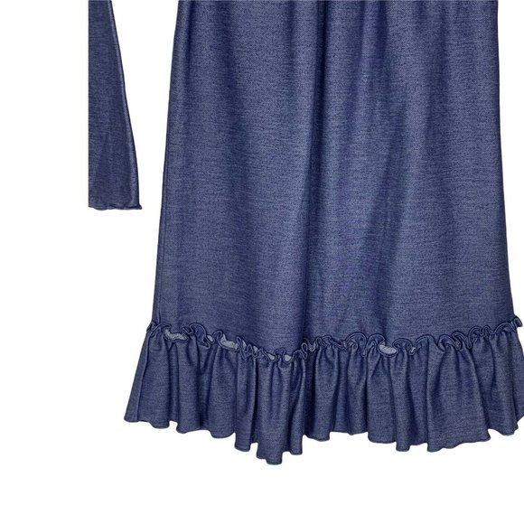 Luv U Lots Denim Look Dress with Fabric Flowers Girls Size 7/8 Blue Boutique - Picture 3 of 6